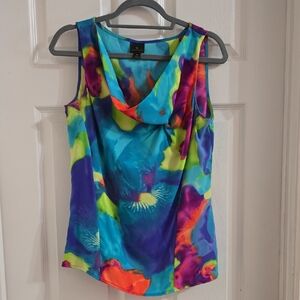 Worthington Vibrant Multicolor Cowl Neck Sleeveless Top